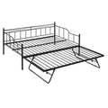 Full Size Metal Daybed With Twin Size Adjustable Trundle, Portable Folding Trundle, Black Old Sku:Mf293736Aab Black Steel