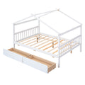 Full Size Wooden House Bed With Drawers, White White Solid Wood Mdf