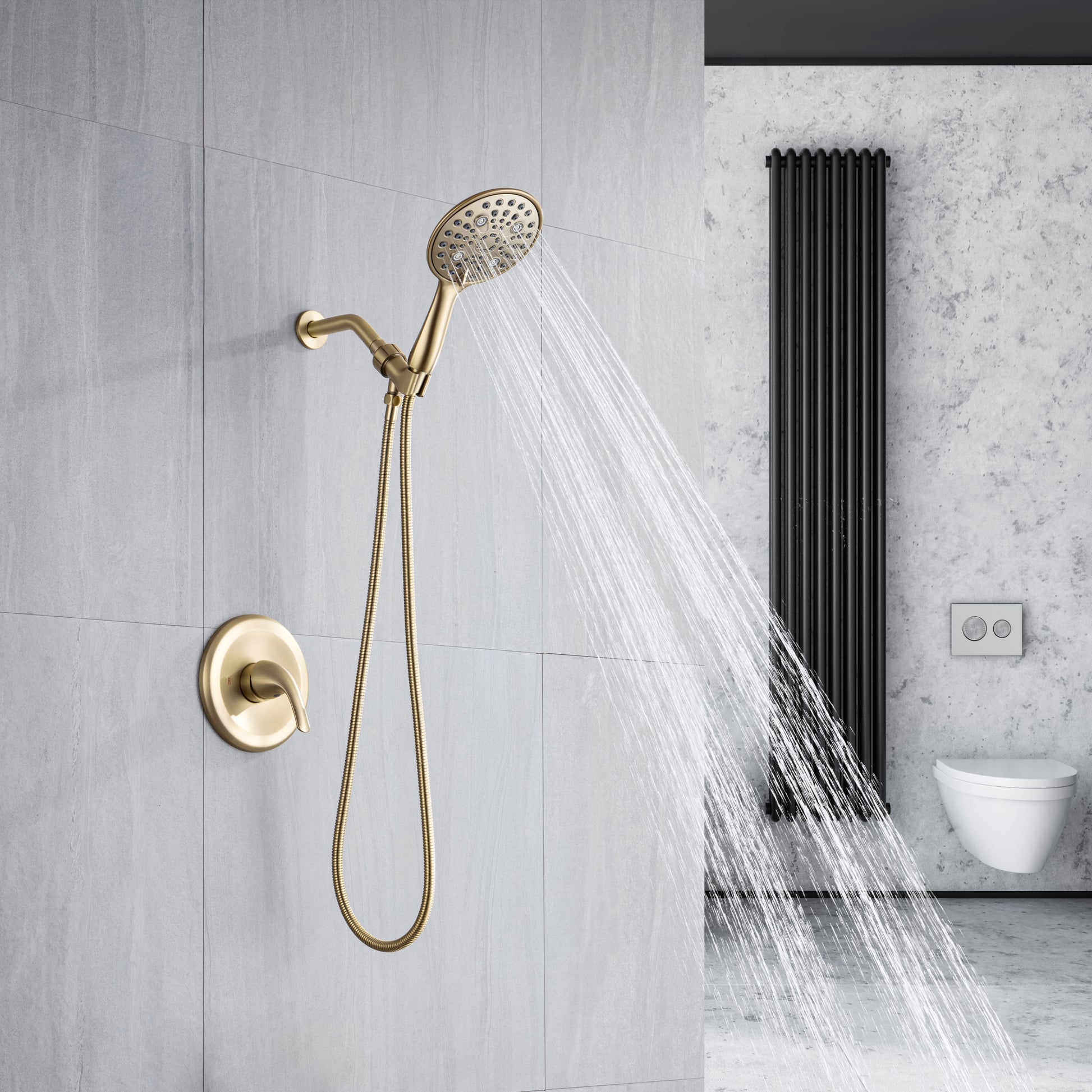 6 In. Detachable Handheld Shower Head Shower Faucet brushed gold-brass