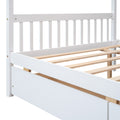 Full Size Wooden House Bed With Drawers, White White Solid Wood Mdf