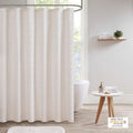 Brooklyn Cotton Jacquard Pom Pom Shower Curtain Ivory Cotton