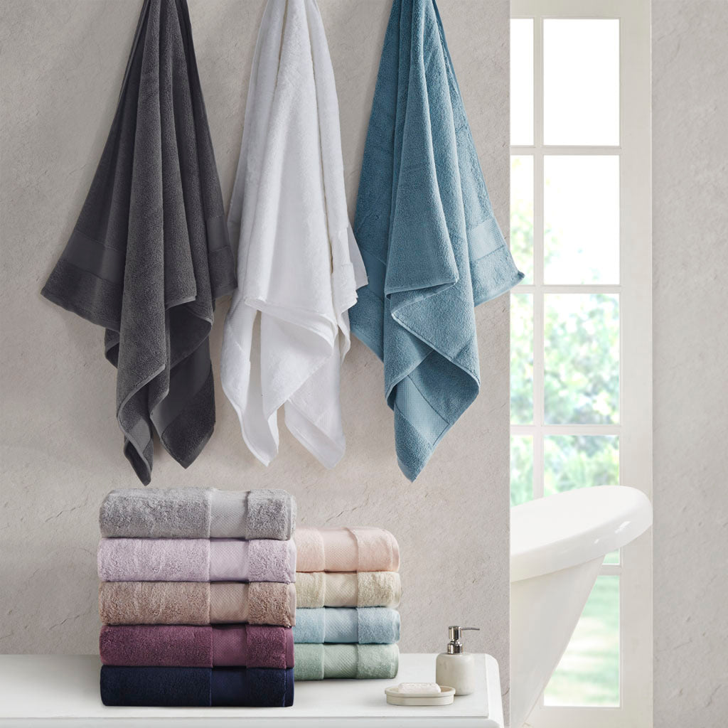 Cotton 6 Piece Bath Towel Set Blue Cotton