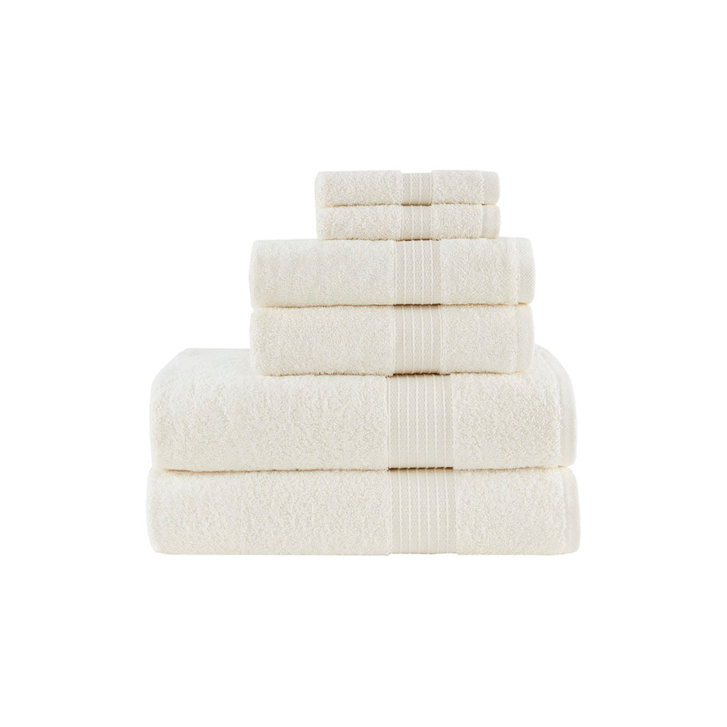 6 Piece Organic Cotton Towel Set Ivory Cotton