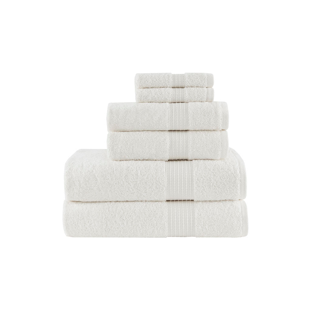 6 Piece Organic Cotton Towel Set White Cotton