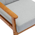 Leisure Chair With Solid Wood Armrest And Feet, Mid Century Modern Accent Chair, For Living Room Bedroom Studio Chair Light Gray Linen