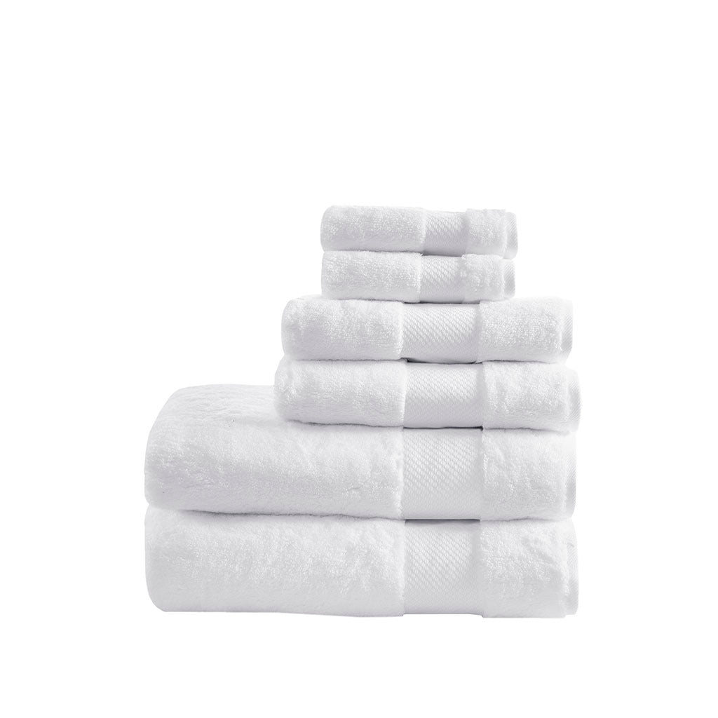 Cotton 6 Piece Bath Towel Set White Cotton