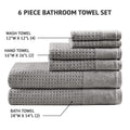 Cotton Waffle Jacquard Antimicrobial Bath Towel 6 Piece Set Charcoal Cotton