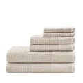 Cotton Waffle Jacquard Antimicrobial Bath Towel 6 Piece Set Taupe Cotton