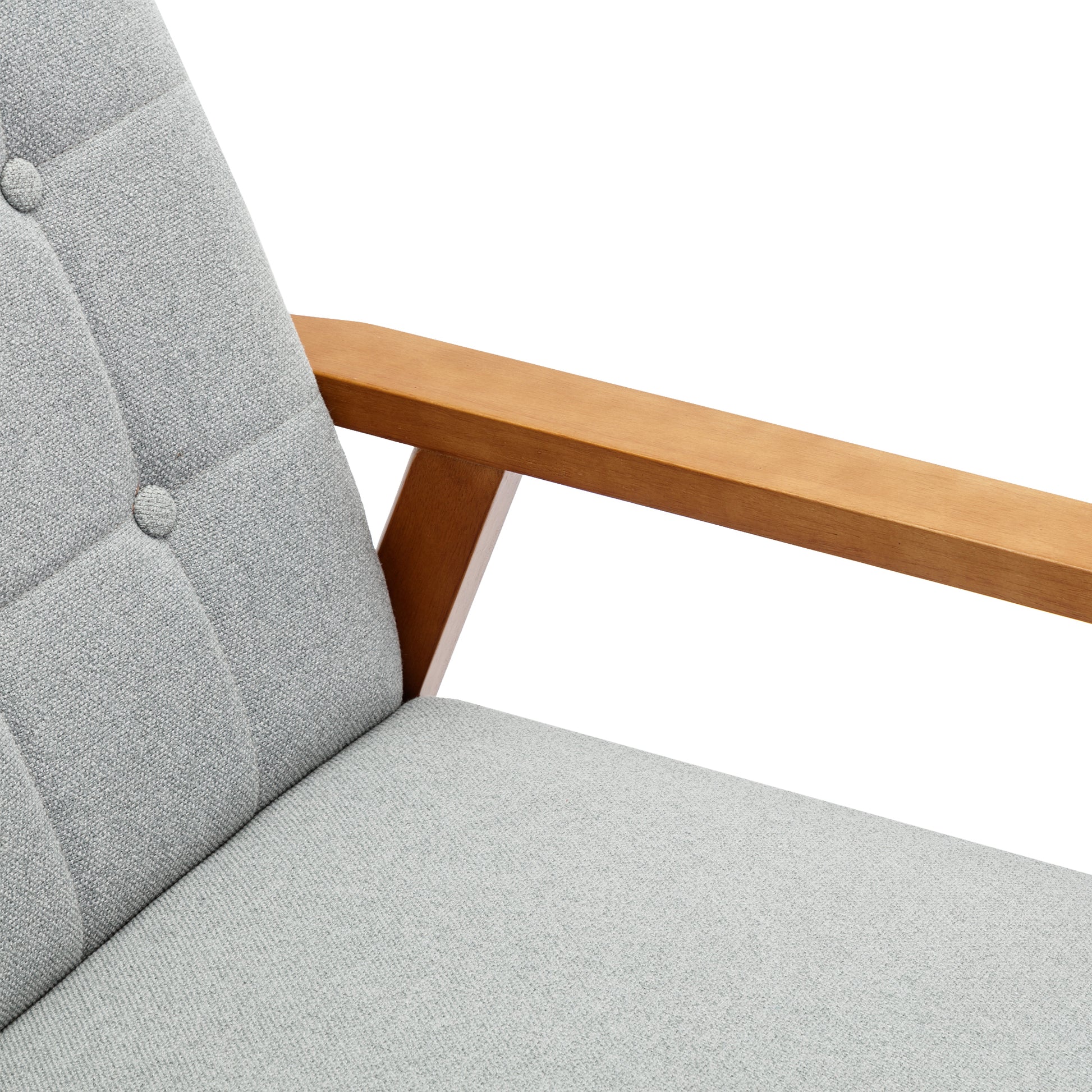 Leisure Chair With Solid Wood Armrest And Feet, Mid Century Modern Accent Chair, For Living Room Bedroom Studio Chair Light Gray Linen
