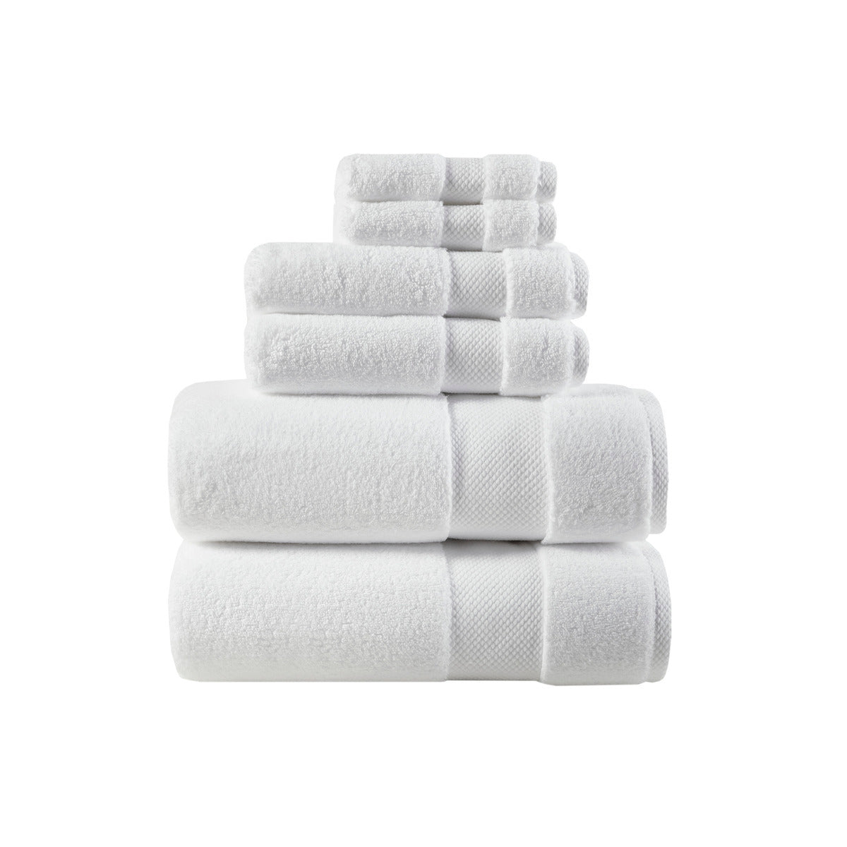 1000Gsm 100% Cotton 6 Piece Towel Set White Cotton