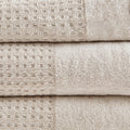 Cotton Waffle Jacquard Antimicrobial Bath Towel 6 Piece Set Taupe Cotton