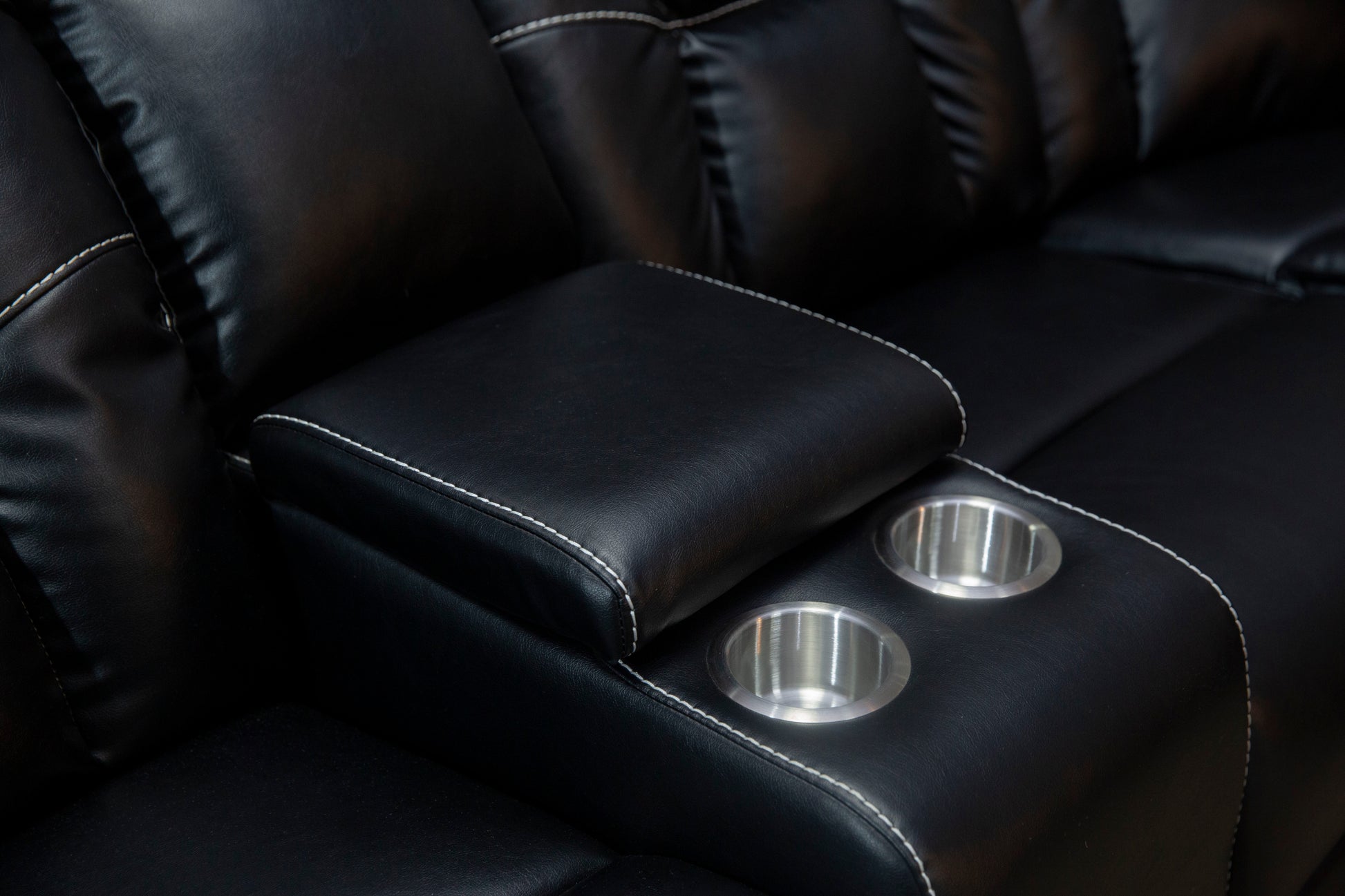 Manual Reclining Sofa Faux Leather Sofa Set Black Black Pu 5 Seat