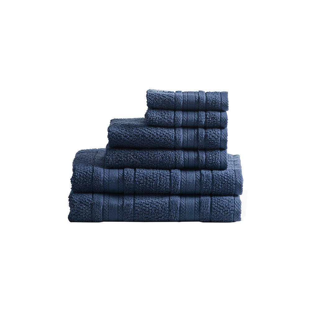 Super Soft Cotton Quick Dry Bath Towel 6 Piece Set Blue Cotton