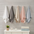 Cotton Waffle Jacquard Antimicrobial Bath Towel 6 Piece Set White Cotton