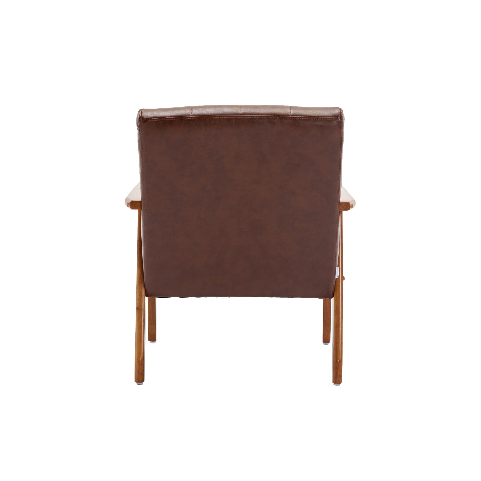 Accent Chairs Set Of 2 With Side Table, Mid Century Modern Accent Chair, Wood And Fabric Armchairs Side Chair, Lounge Reading Comfy Arm Chair For Living Room, Bedroom, Office Brown Pu Pu Leather