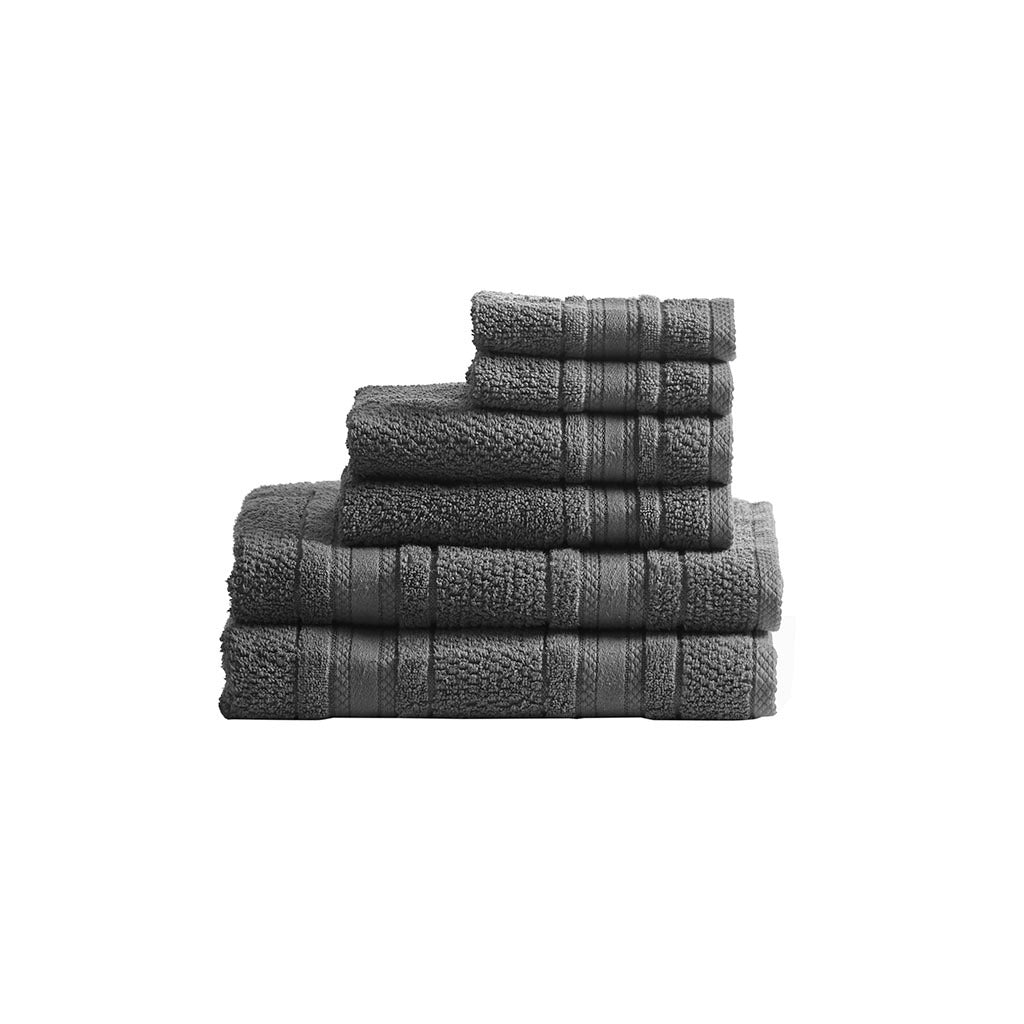 Super Soft Cotton Quick Dry Bath Towel 6 Piece Set Dark Gray Cotton