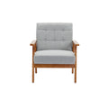 Accent Chairs Set Of 2 With Side Table, Mid Century Modern Accent Chair, Wood And Fabric Armchairs Side Chair, Lounge Reading Comfy Arm Chair For Living Room, Bedroom, Office Light Gray Polyester