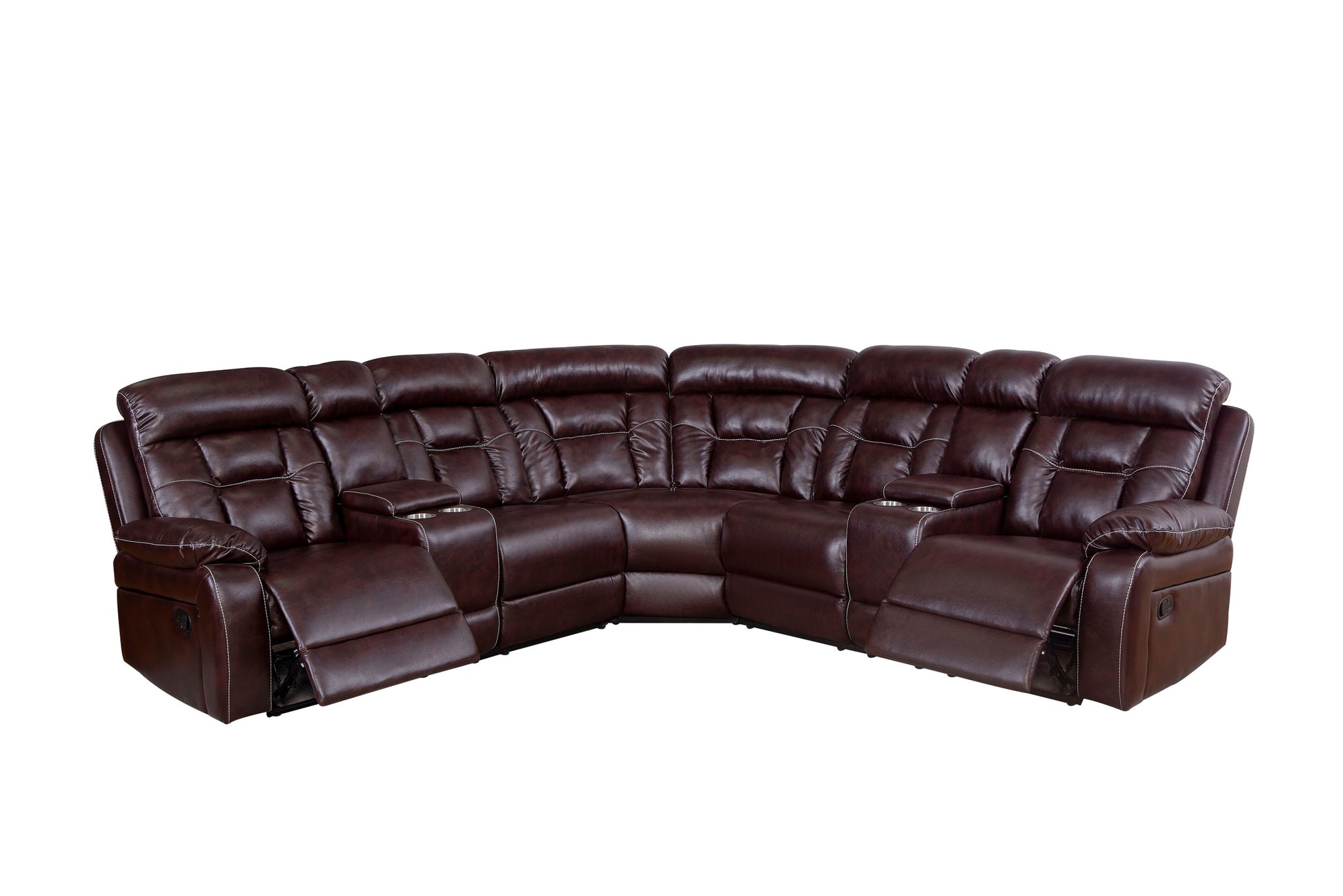 Sectional Sofa With Manual Reclining Brown Brown Pu