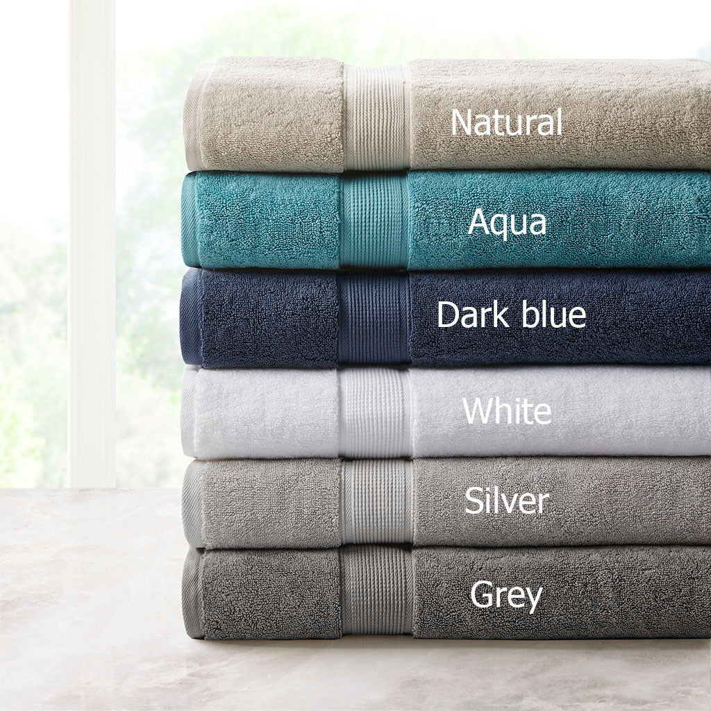 100% Cotton Bath Sheet Antimicrobial 2 Piece Set Dark Blue Cotton