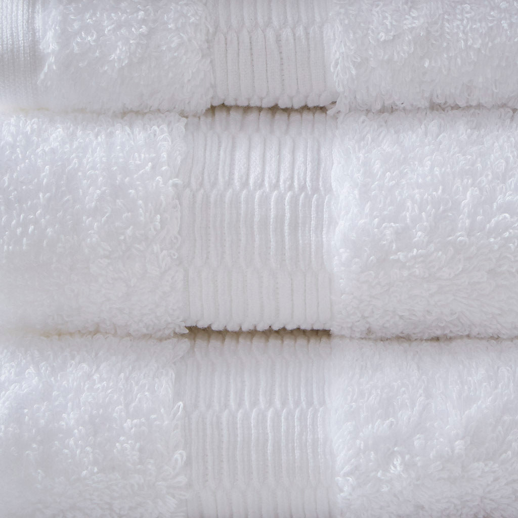 100% Egyptian Cotton 6 Piece Towel Set White Cotton