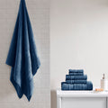 Super Soft Cotton Quick Dry Bath Towel 6 Piece Set Blue Cotton