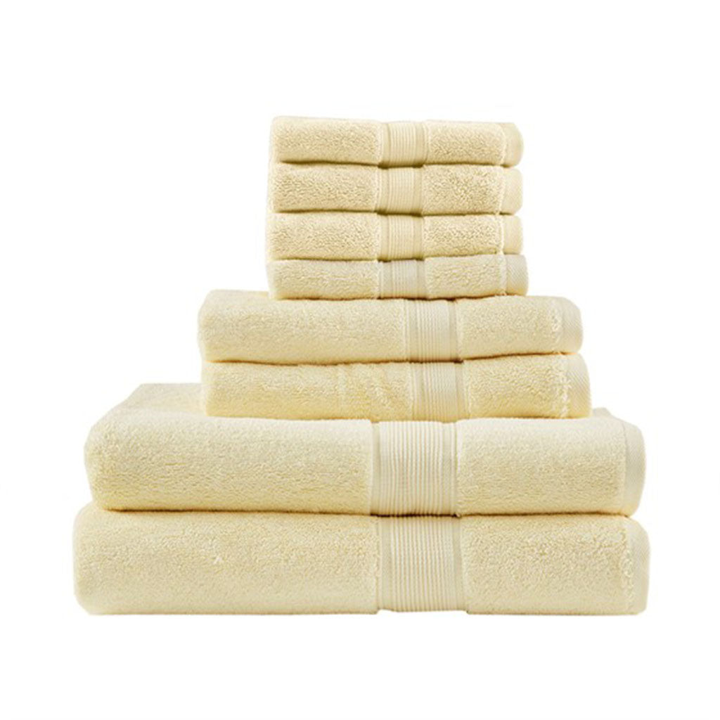 100% Cotton 8 Piece Antimicrobial Towel Set Yellow Cotton