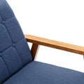 Accent Chairs Set Of 2 With Side Table, Mid Century Modern Accent Chair, Wood And Fabric Armchairs Side Chair, Lounge Reading Comfy Arm Chair For Living Room, Bedroom, Office Navy Linen