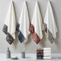 6 Piece Jacquard Towel Set Blue Brown Cotton