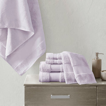 Cotton 6 Piece Bath Towel Set Lavender Cotton