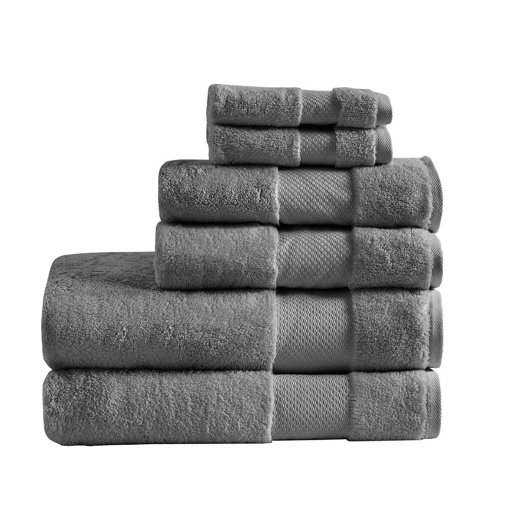 Cotton 6 Piece Bath Towel Set Charcoal Cotton