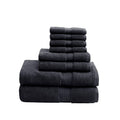 100% Cotton 8 Piece Antimicrobial Towel Set Black Cotton