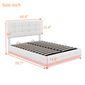 Full Size Tufted Upholstered Platform Bed With Hydraulic Storage System,Pu Storage Bed With Led Lights And Usb Charger, White Expected Arrival Time: 5.15,At White Pu