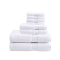 100% Cotton 8 Piece Antimicrobial Towel Set White Cotton