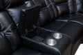 Manual Reclining Sofa Faux Leather Sofa Set Black Black Pu 5 Seat