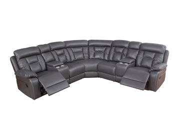 Faux Leather Reclining Sofa Grey Grey Pu 5 Seat