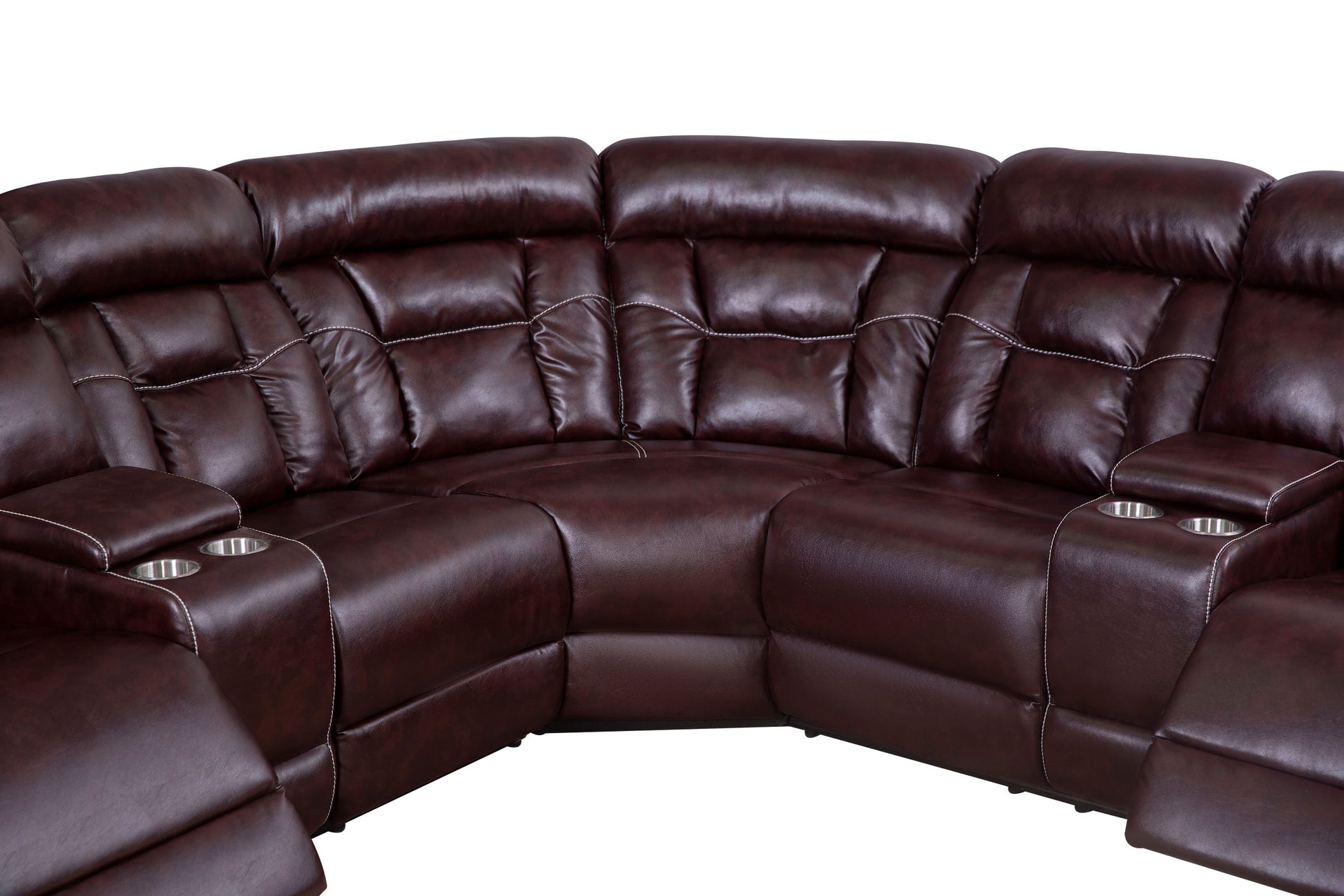 Sectional Sofa With Manual Reclining Brown Brown Pu