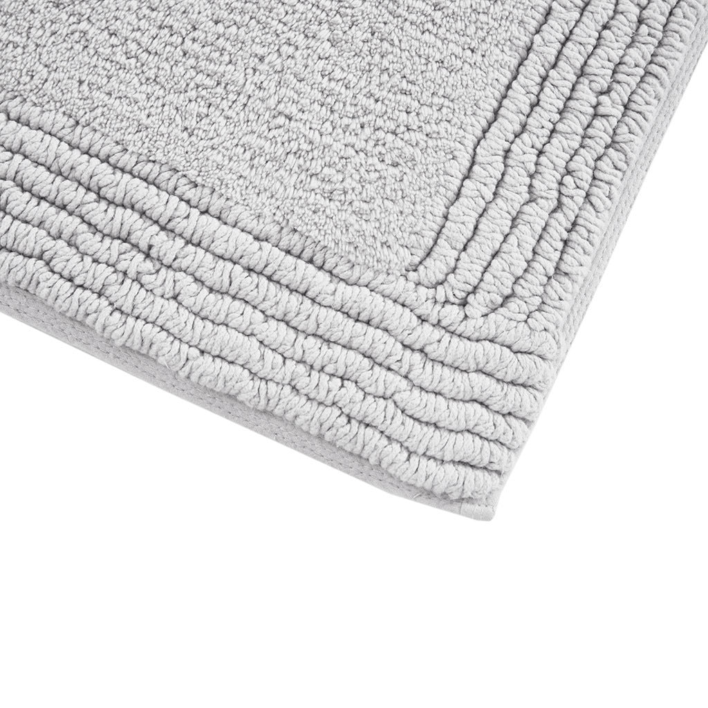 100% Cotton Tufted 3000Gsm Reversible Bath Rug Grey Cotton