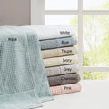 Cotton Waffle Jacquard Antimicrobial Bath Towel 6 Piece Set Charcoal Cotton