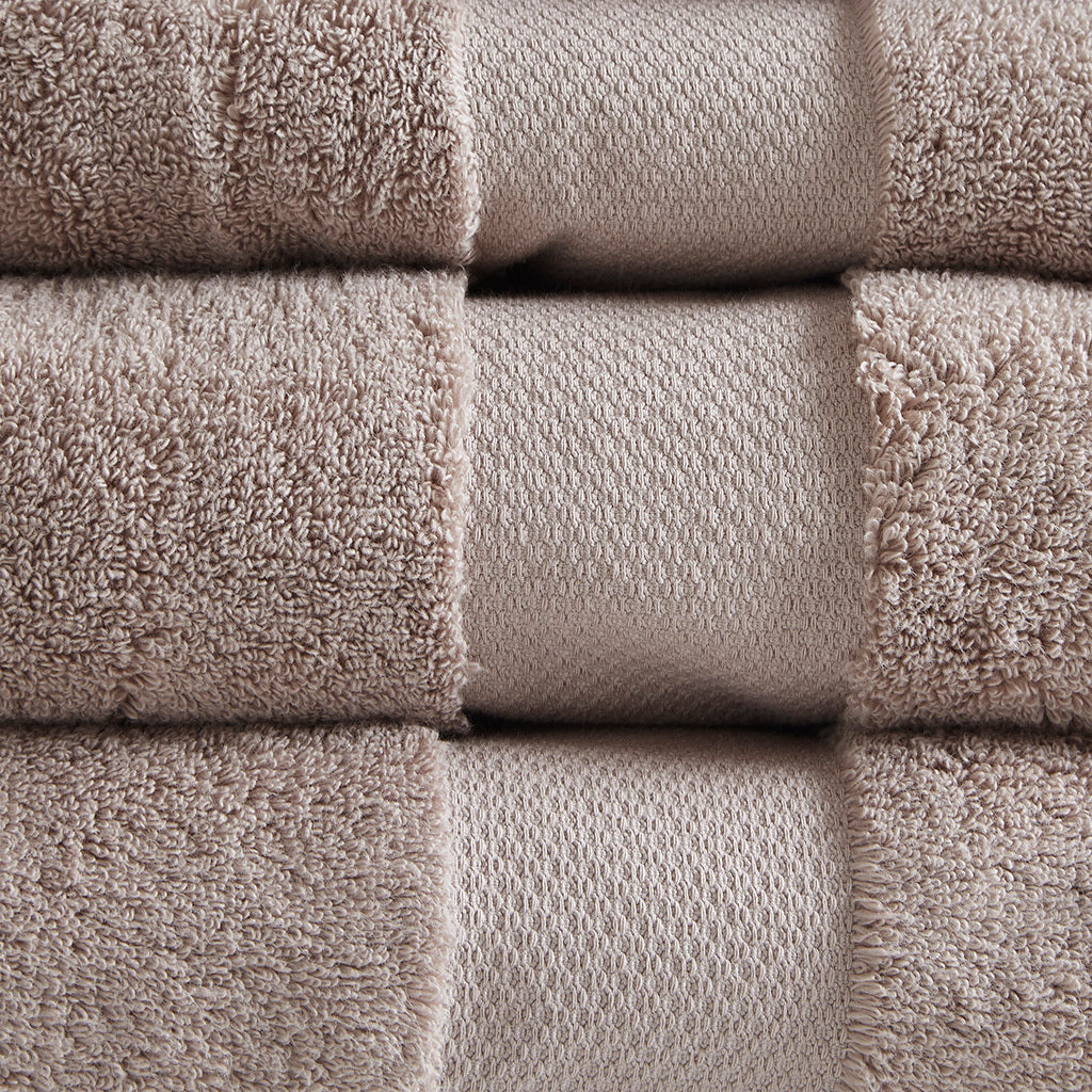 Cotton 6 Piece Bath Towel Set Taupe Cotton