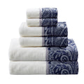 6 Piece Jacquard Towel Set Navy Cotton