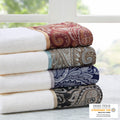 6 Piece Jacquard Towel Set Navy Cotton