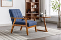 Leisure Chair With Solid Wood Armrest And Feet, Mid Century Modern Accent Chair, For Living Room Bedroom Studio Chair Navy Linen