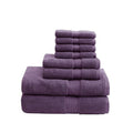 100% Cotton 8 Piece Antimicrobial Towel Set Purple Cotton