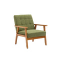 Accent Chairs Set Of 2 With Side Table, Mid Century Modern Accent Chair, Wood And Fabric Armchairs Side Chair, Lounge Reading Comfy Arm Chair For Living Room, Bedroom, Office Green Linen