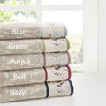 Embroidered Cotton Jacquard 6 Piece Towel Set Navy Cotton