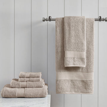 6 Piece Organic Cotton Towel Set Tan Cotton