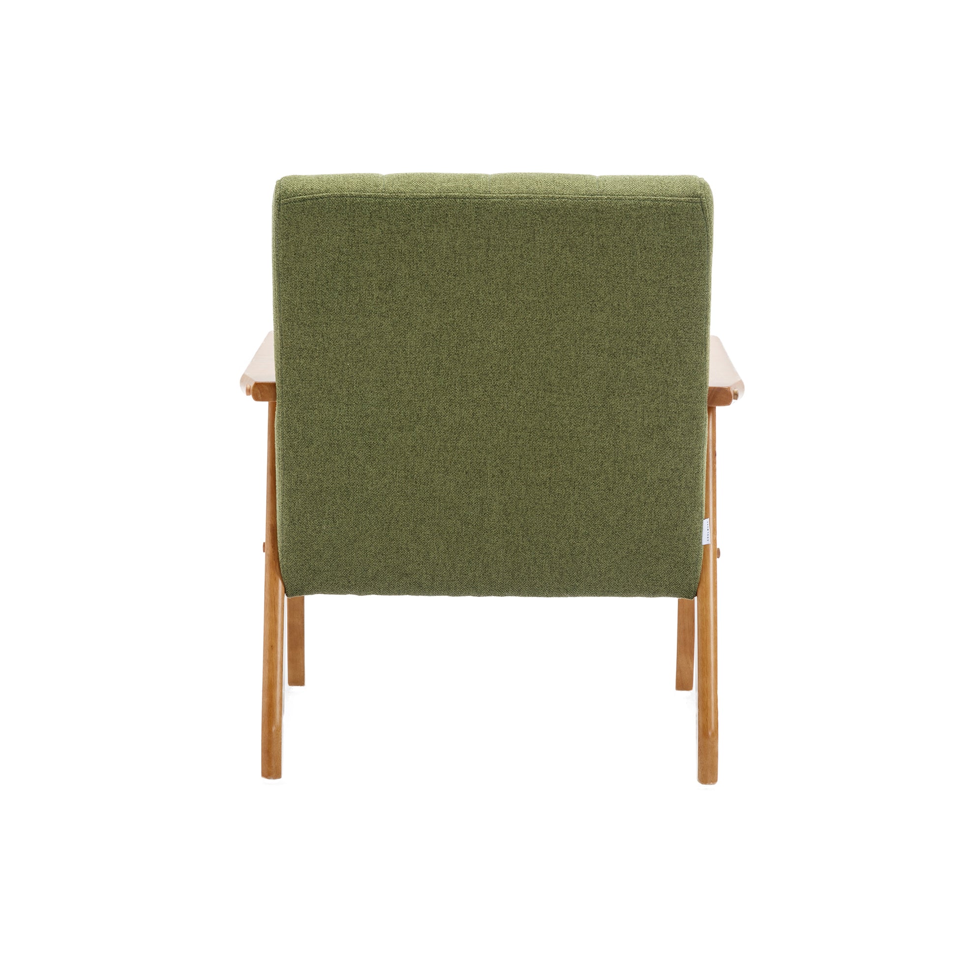 Leisure Chair With Solid Wood Armrest And Feet, Mid Century Modern Accent Chair, For Living Room Bedroom Studio Chair Green Linen