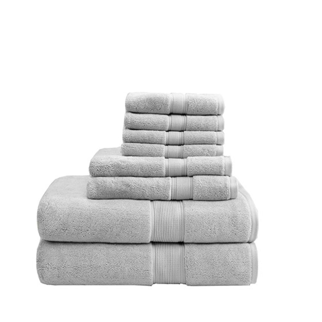 100% Cotton 8 Piece Antimicrobial Towel Set Silver Cotton