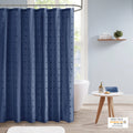 Cotton Jacquard Pom Pom Shower Curtain Indigo Blue Cotton