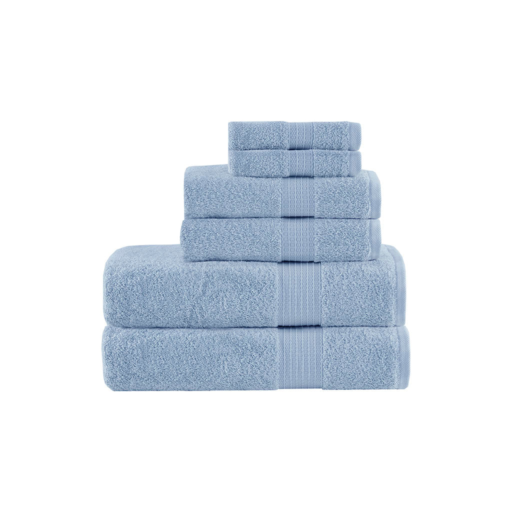 6 Piece Organic Cotton Towel Set Blue Cotton